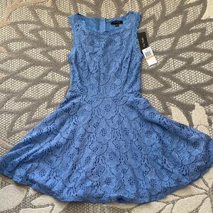 City Studio Sky Blue Lace Mini Dress